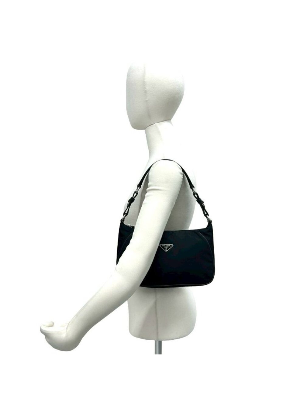 ★SOLD★ Prada Triangle Logo Nylon Leather Shoulder Bag Semi Black - Picture 2 of 10